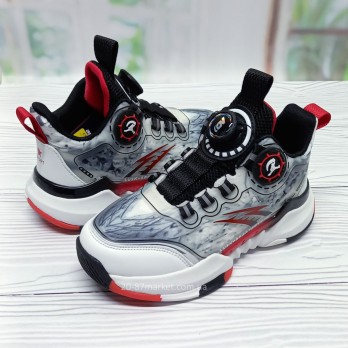 Кроссовки белые, для мальчика, система быстрой шнуровки, Apawwa