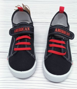 Кеды для мальчика, American Club, чёрные, застёжки на липучках