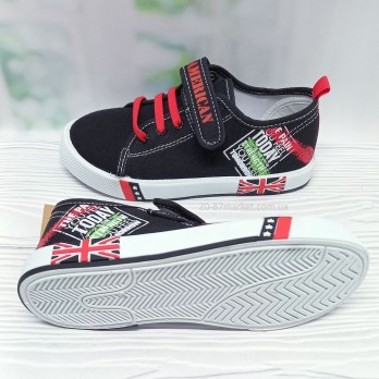 Детские кеды American Club,на липучках, чёрные,