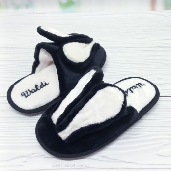 Тапочки Валди, детские, чёрного цвета, домашние, ушки