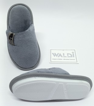 Детские домашние тапочки Валди, мягкий велюр, подошва белого цвета, серые