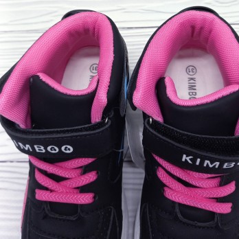 Детские ботинки для девочки, липучки,  чёрного цвета