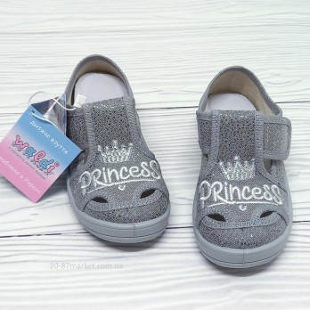 Тапочки для девочки, Валди, вышивка - Принцесса