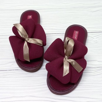 Женские домашние тапочки, бордовые, 