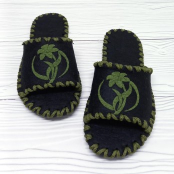 Женские фетровые тапочки, принт цветок