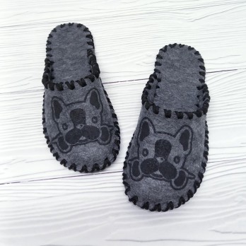 Домашние паркетные тапочки тм  Vends, серые, принт собачка