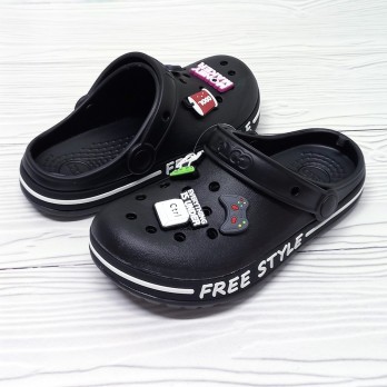 Детские кроксы для мальчика, чёрные, джибитсы