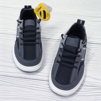 Кроссовки для мальчика, серые, резинка-шнуровка