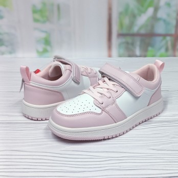 Кроссовки на липучках для девочки, бело розовые