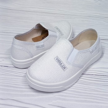 Слипоны для девочки, белые, тм Waldi