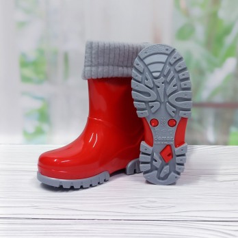 Резиновые сапоги для девочки, красные, Demar