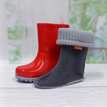 Резиновые сапоги для девочки, утеплитель, Demar, красные