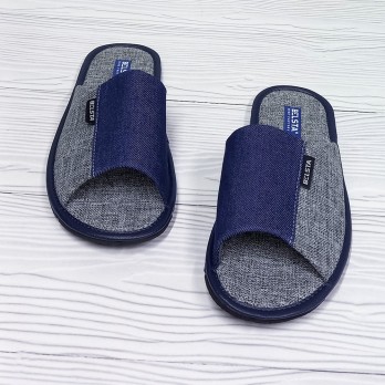 Лёгкие мужские тапочки Белста, серые с джинсовой вставкой, микропора