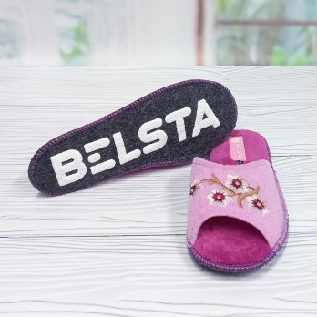 Женские розовые тапочки Белста, украшены вышивкой