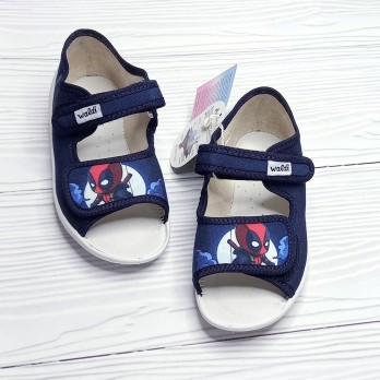 Синие екстильные босоножки для мальчика, Валди