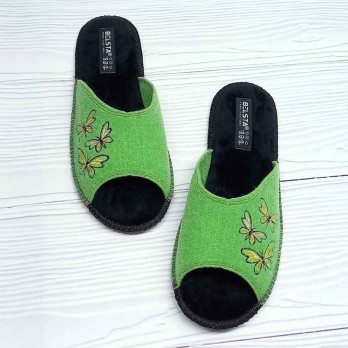 Женские фетровые тапочки, открытый носок и открытая пятка, тм Белста, цвет - салатовый