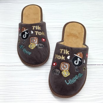 Детские велюровые тапочки для мальчика, тм Белста, стильная вышивка