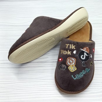 Тапочки для мальчика, тм Белста, коричневые, верх и стелька велюровые,