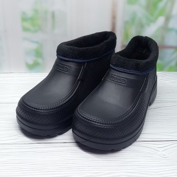 мужские садовые галоши, чёрные, утеплённые искуственным мехом