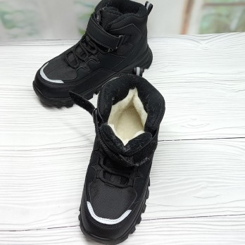 Ботинки утеплённые овчиной, на мальчика, застёжка на липучке