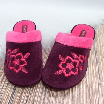Женские бордовые тапочки, махровые