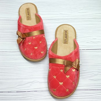 Женские велюровые тапочки, коралловые,  тм Белста