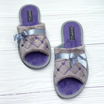 Женские фиолетовые тапочки, верх велюровый, мягкая велюровая стелька, тм Белста