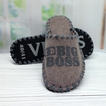 мужские коричневые тапочки из фетра