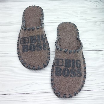 Тёплые мужские тапочки, фетровые, цвет - коричневый