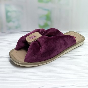 Женские домашние тапочки, Белста велюровые вишнёвые