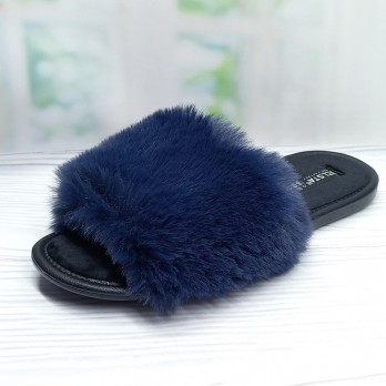 Женские домашние тапочки, Белста синие мех