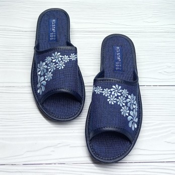 Женские синие тапочки, тм Белста, открытый носок.