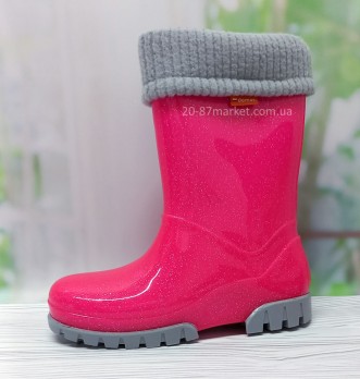 Детские резиновые сапоги, Demar с утеплителем розовые