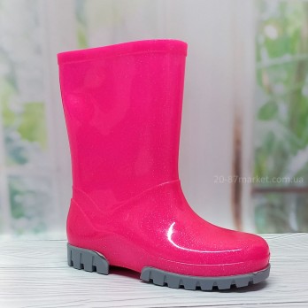 Детские резиновые сапоги для девочки, розовые с перламутром, тм Демар.
