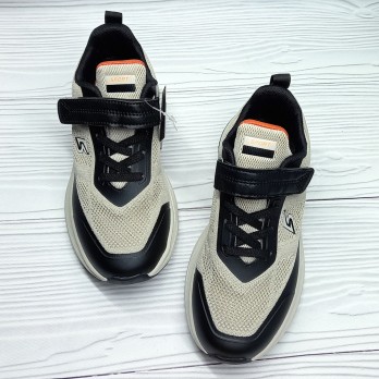 Кроссовки для мальчика, бежевые, застёжка на липучке, тм Baas