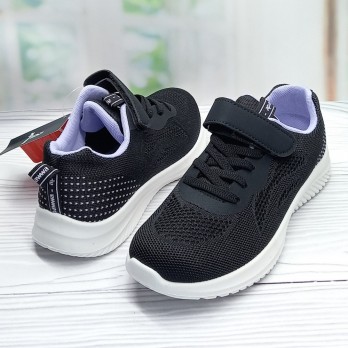 Кроссовки для девочки, чёрные, весенние, Apawwa, лёгкая белая подошва.