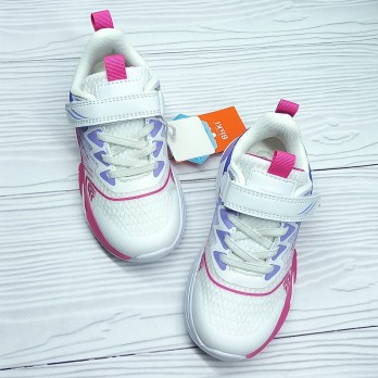 Белые кроссовки для девочки, светящаяся подошва.