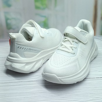 Белые текстильные кроссовки для девочки, тм Apawwa.