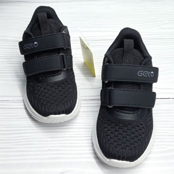 Текстильные кроссовки для мальчика, чёрные, тм Gelteo, застёжки на липучках.