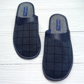 Мужские комнатные тапочки, синие, закрытый носок и открытая пятка, тм Белста.