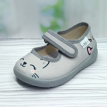 Детские текстильные тапочки Natur для девочки, серые