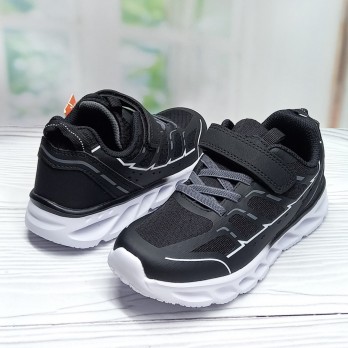 Чёрные детские кроссовки, для мальчика, LED в подошве.