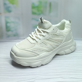 Кроссовки женские комбинированные, молочные