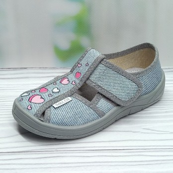 Детские текстильные тапочки для девочки, тм Waldi, серые