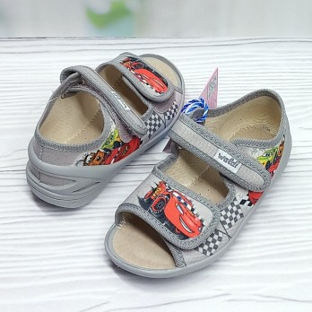 Детские текстильные тапочки - сандалии, серые, тм Валди.