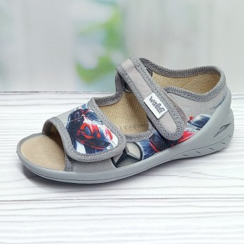 Детские текстильные сандалии для мальчика, тм Waldi, серые