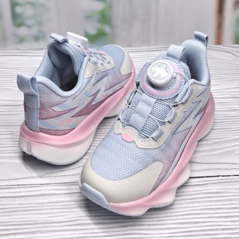 Кроссовки для девочки, система быстрой шнуровки, голубые с розовым