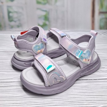 Детские босоножки для девочки, фиолетовые, открытый носок и открытая пятка.