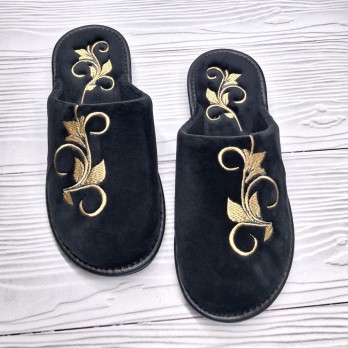 Чёрные женские тапочки тм Белста, велюровые.