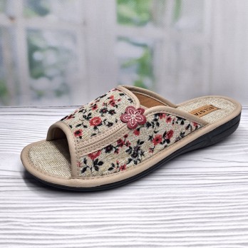 Женские бежевые тапочки Белста, открытые цветочный принт